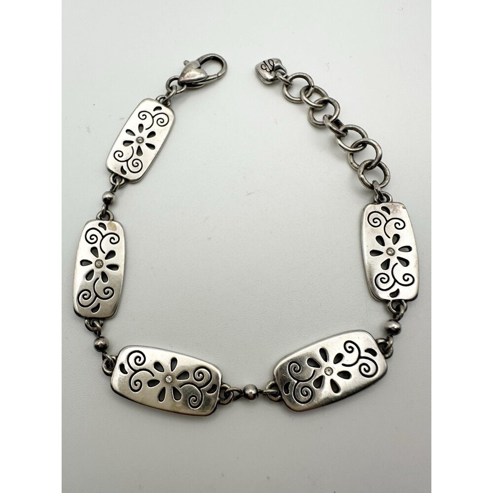 Brighton Crystal Scrolled Flower Bracelet 8”